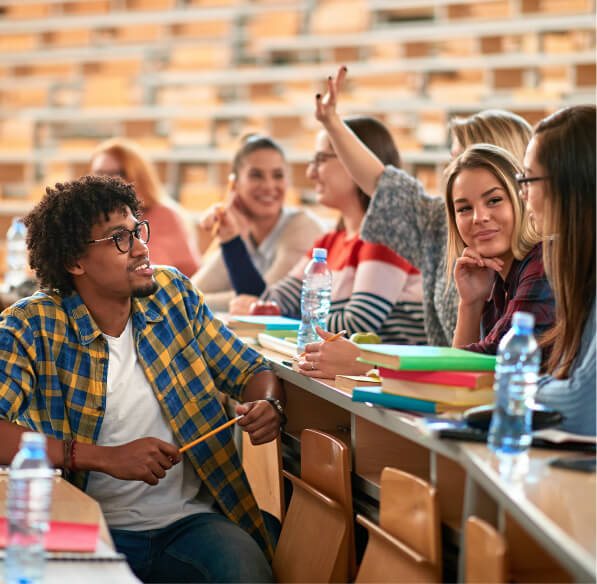 People in a higher education classroom