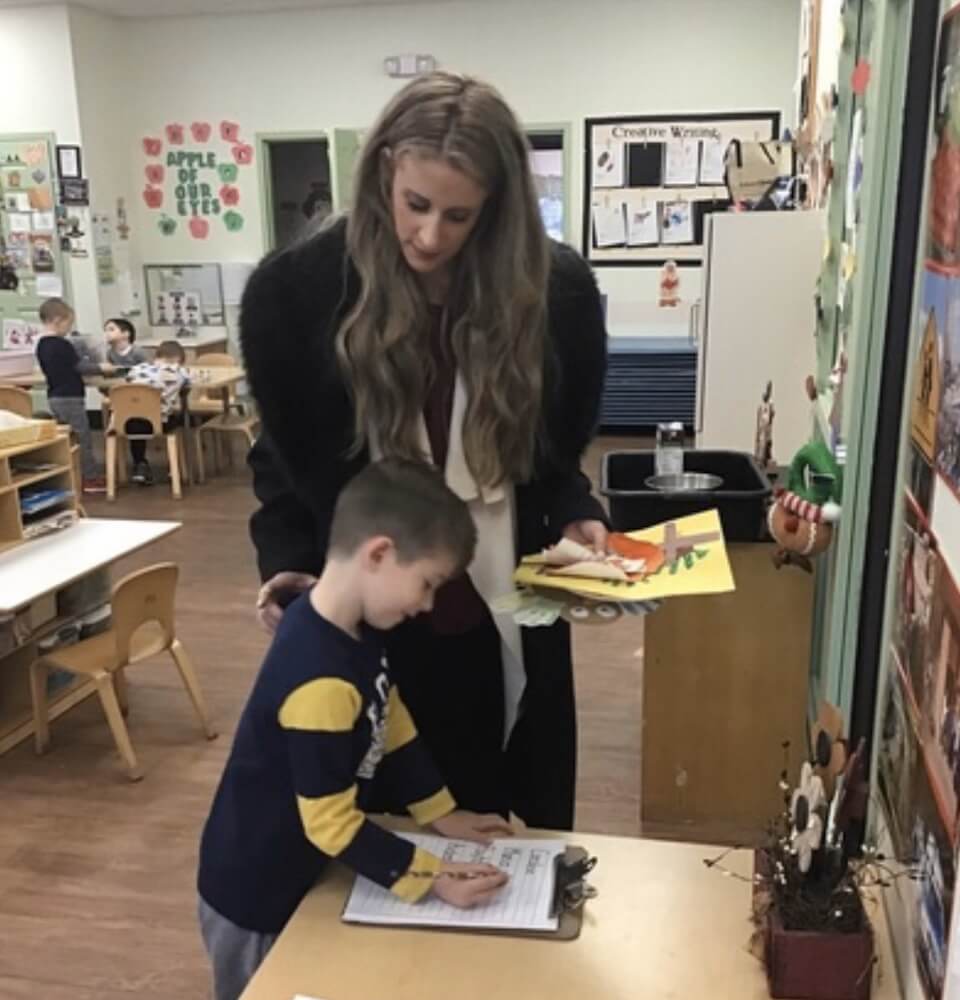 katherine romagno dropping her son off at school.