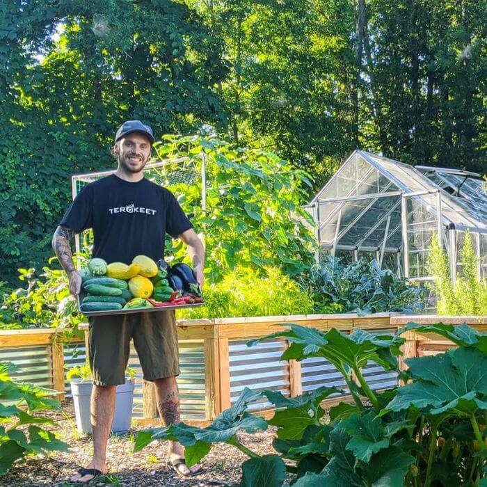 Jim Plonkey with vegetables