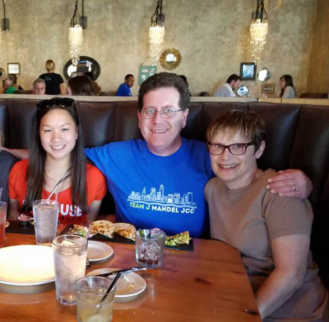 Emily Dann and her family enjoy a meal out at a restaurant