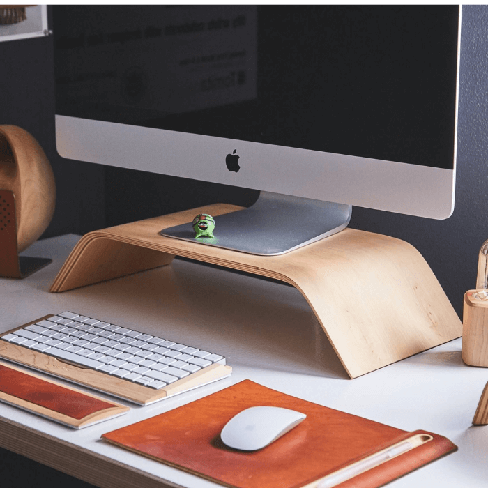 Mac desktop computer on a remote workers desk