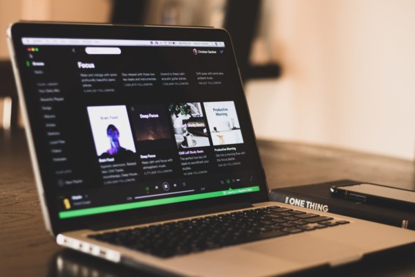 Spotify on a laptop