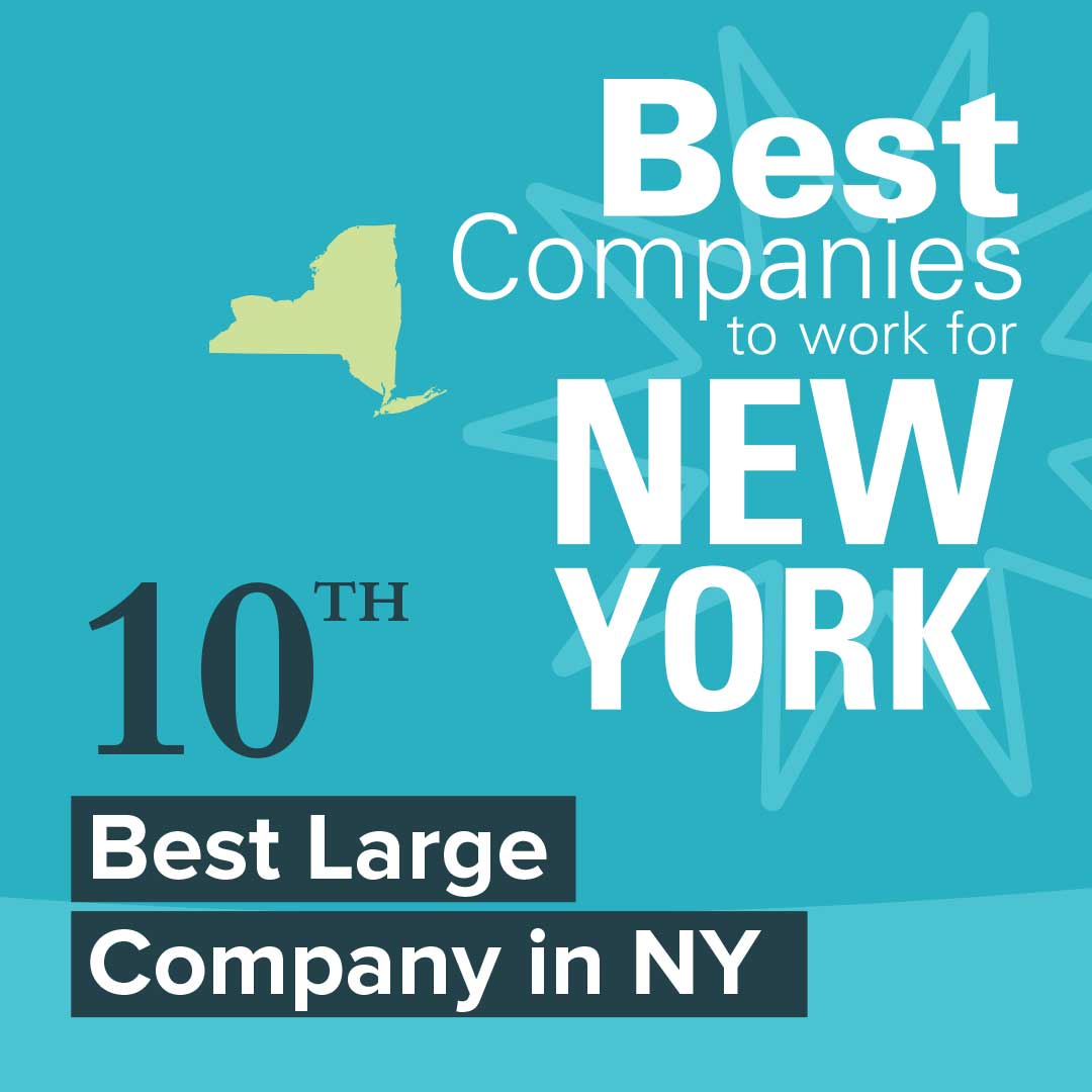 A graphic that says "Best Companies to Work For in New York"