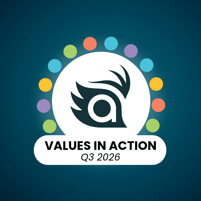 Terakeet logo is displayed above the text "Values in Action Q3 2026"