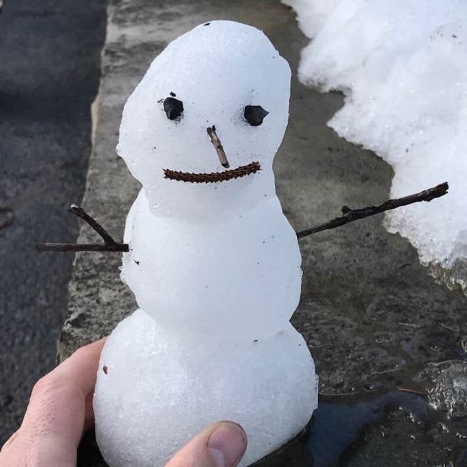 Jonas sickler with miniature snowman